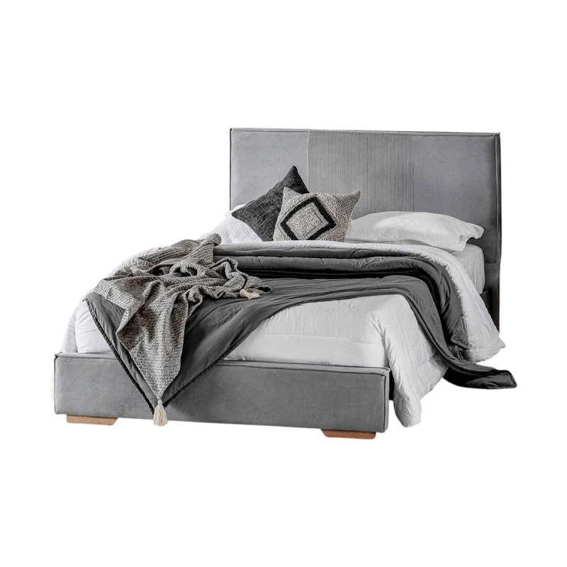 Combo Cama Doble Tokyo Gris, Natural + Colchón Valencia Pillow Top