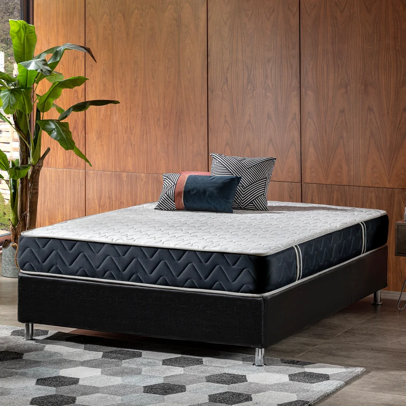 Combo Cama Doble Tokyo Beige, Natural + Colchón Valencia New Ortopédico