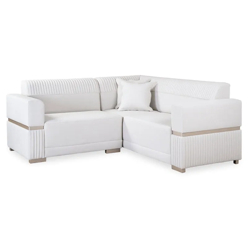 Sofá en L Dhara Eurolino Blanco, Champaña 3 Piezas Brazo Desmontable