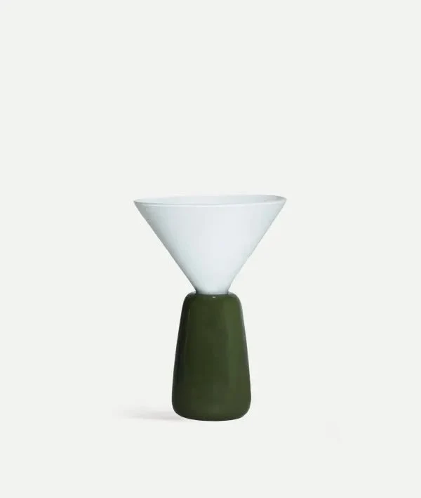 MONTALCINO Table Lamp in Elegant White and Green Glass