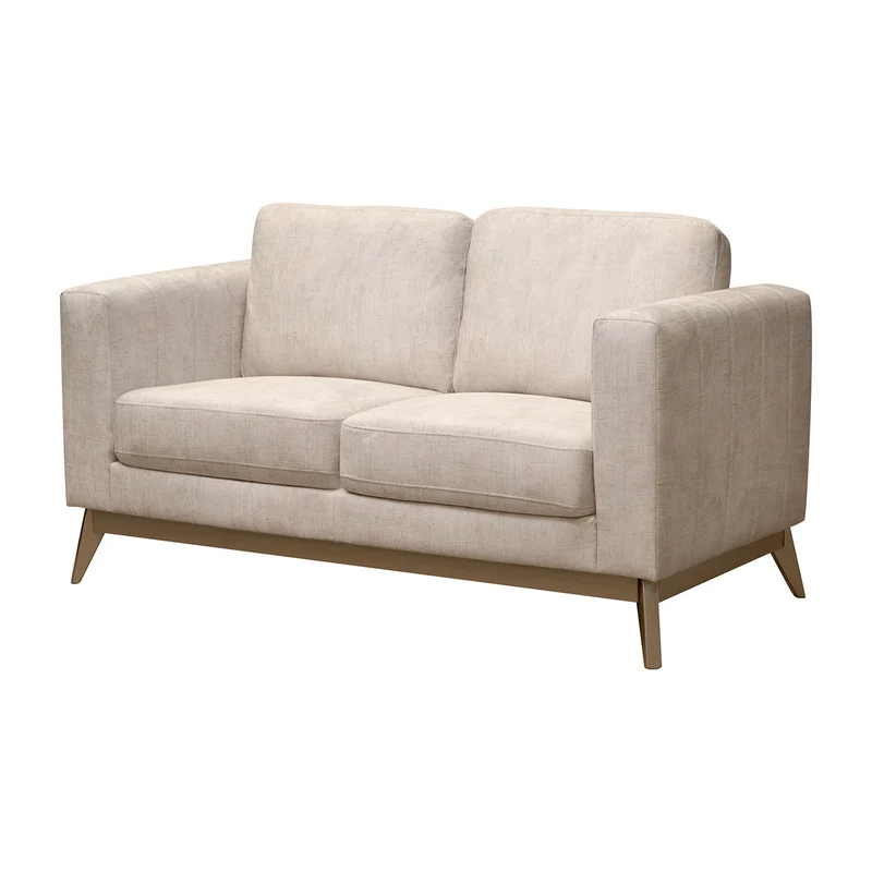 Sofa 2 Puestos Line Velvet Estocolmo Blanco, Champaña