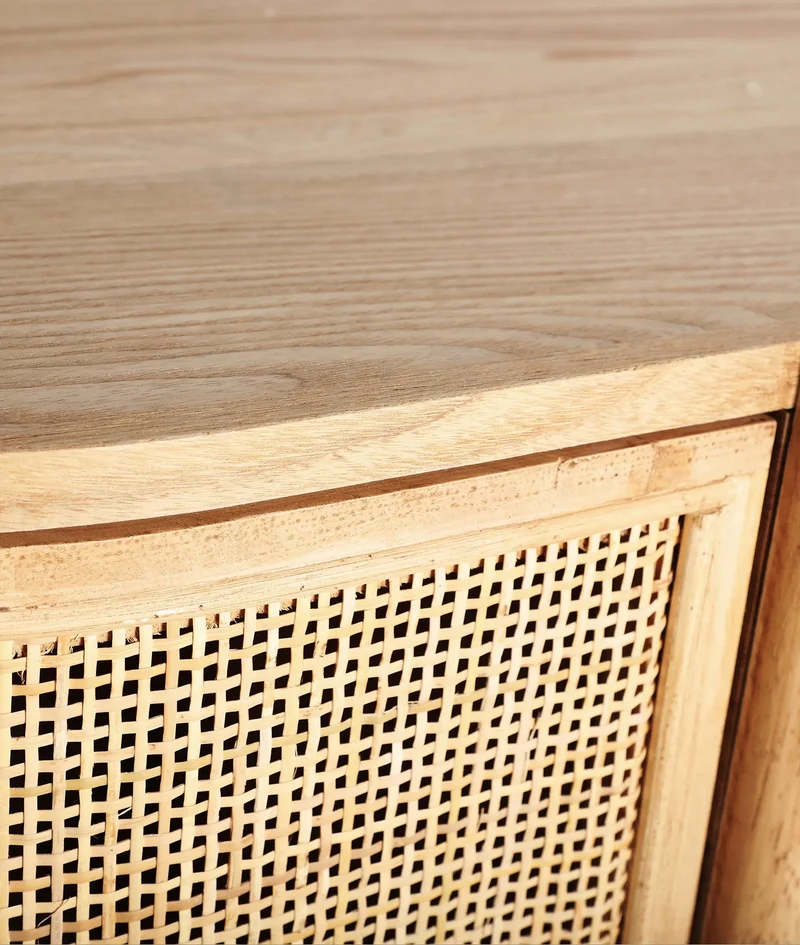 IKLA TV cabinet made of visible wood and rattan