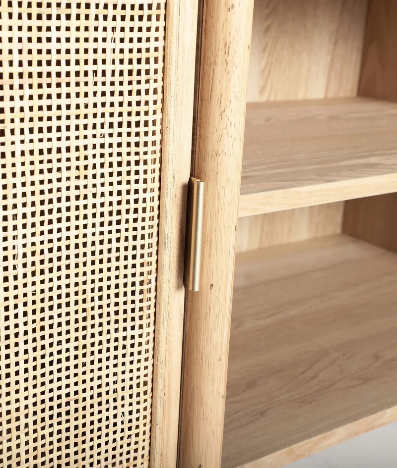 IKLA TV cabinet made of visible wood and rattan