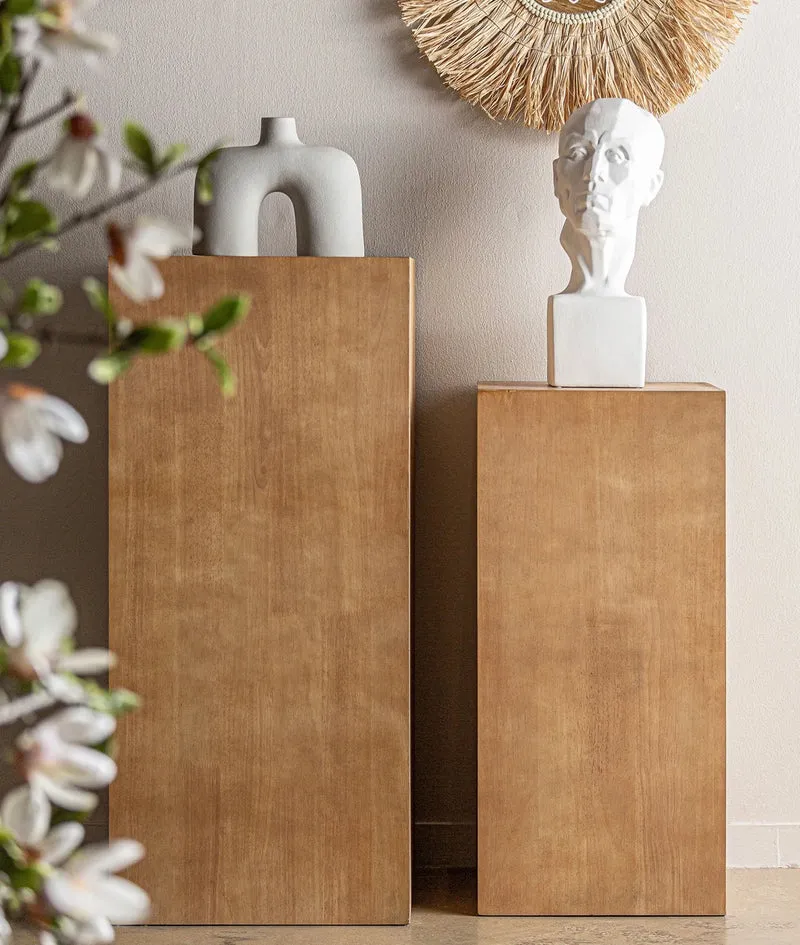 Set of 2 LECCO pedestals made of natural fir wood