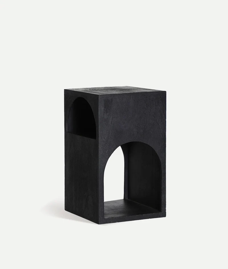 Black wooden side table KIRILA