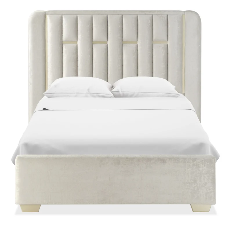 Combo Cama Doble Sevilla Velvet Crudo, Champaña + Colchón Infinit Pillow Top