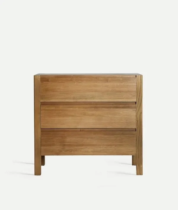 COPENHAGEN CHEST OF DRAWERS high-quality ash wood, rectangular with grooved front panels