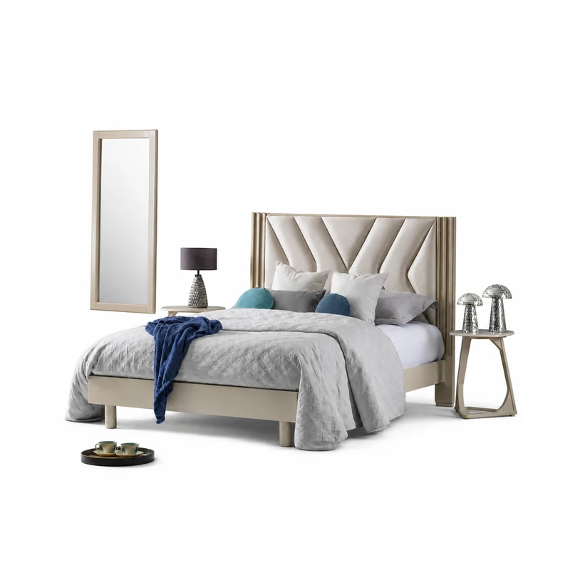 Combo Alcoba 140 Artemisa Perla, Off White + Colchón Florencia Pillow Top