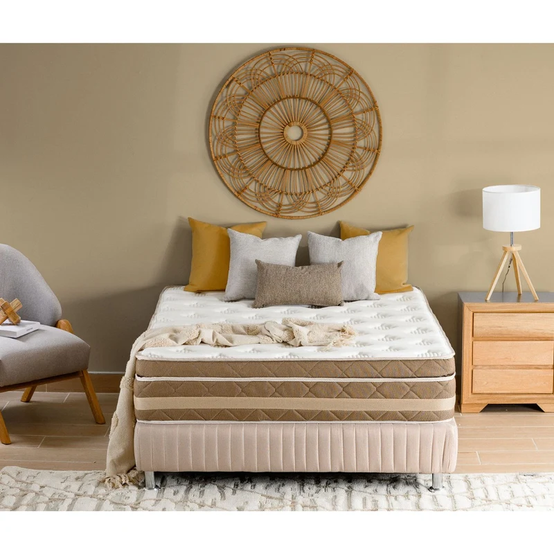 Combo Alcoba 140 Artemisa Perla, Off White + Colchón Florencia Pillow Top