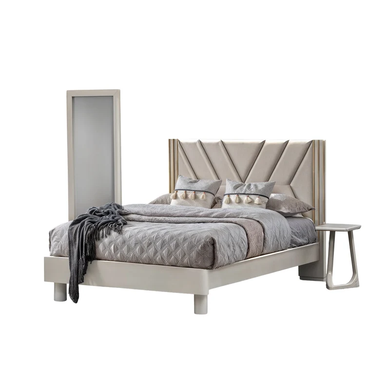 Combo Alcoba 140 Artemisa Perla, Off White + Colchón Florencia Pillow Top