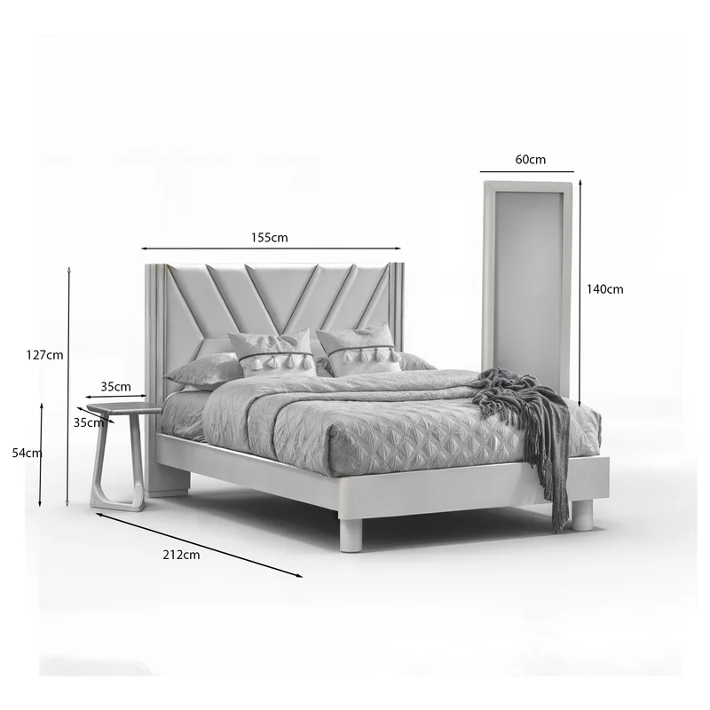Combo Alcoba 140 Artemisa Perla, Off White + Colchón Florencia Pillow Top