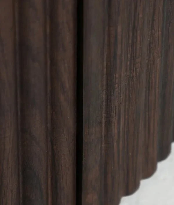 VERONA SIDEBOARD in dark wood and synthetic marble, with clean lines and fluted texture