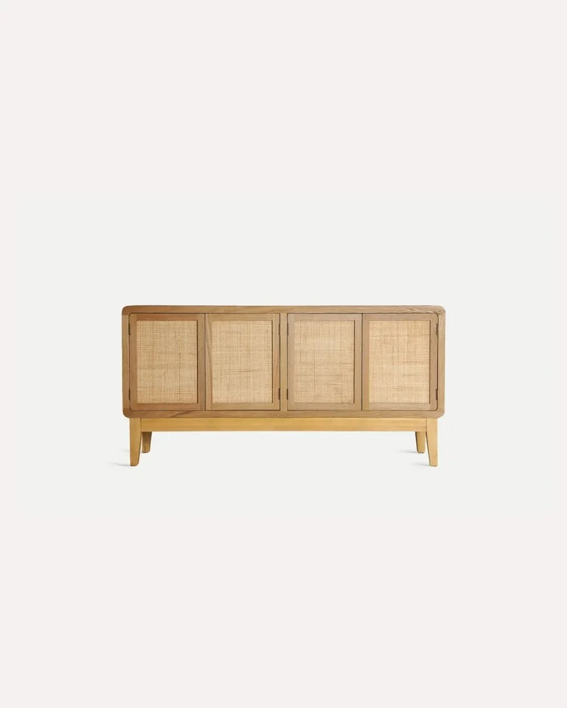 DOAZIT sideboard light brown in fir wood, rustic and modern with front mesh doors