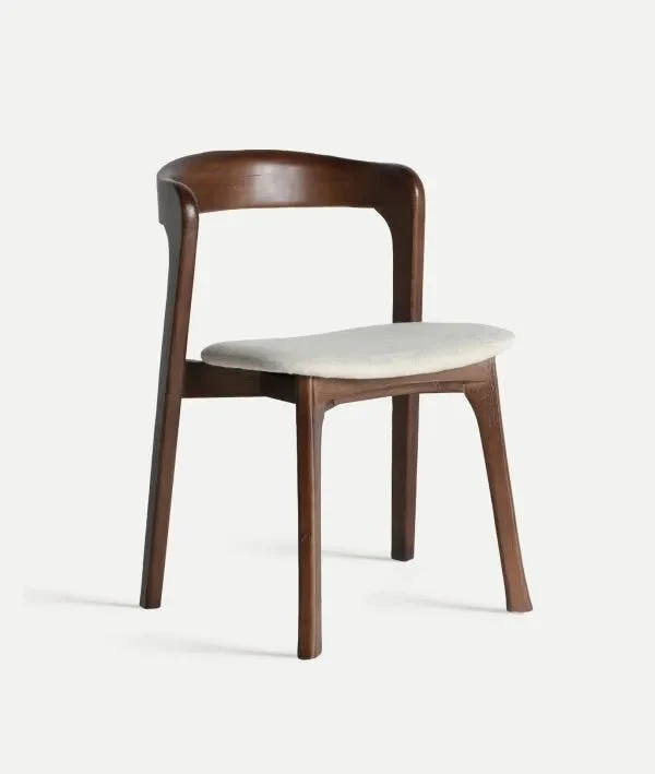 ARTIX CHAIR elm wood with padded cushion in beige fabric