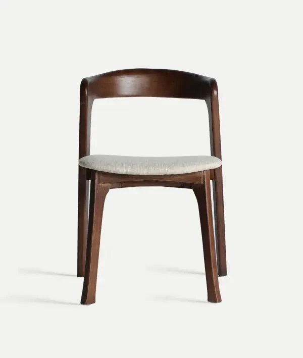 ARTIX CHAIR elm wood with padded cushion in beige fabric