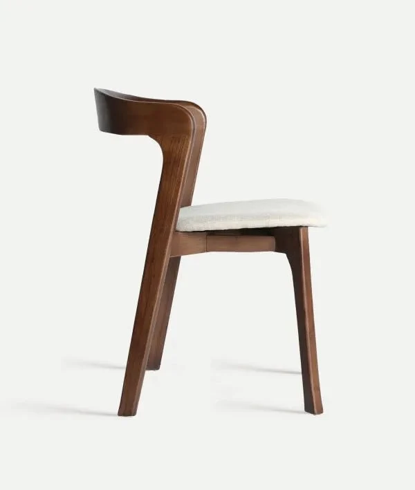 ARTIX CHAIR elm wood with padded cushion in beige fabric