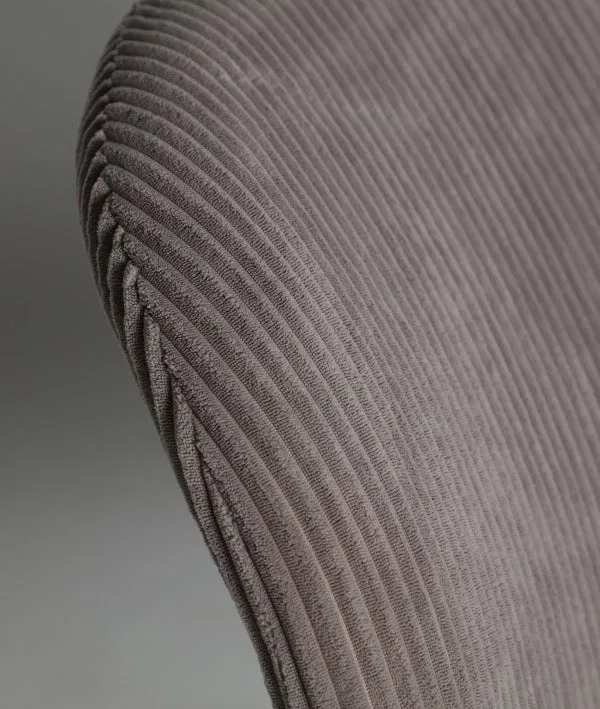VIANNE armchair grey in polyester modern Art Deco style with curved lines and ribbed texture