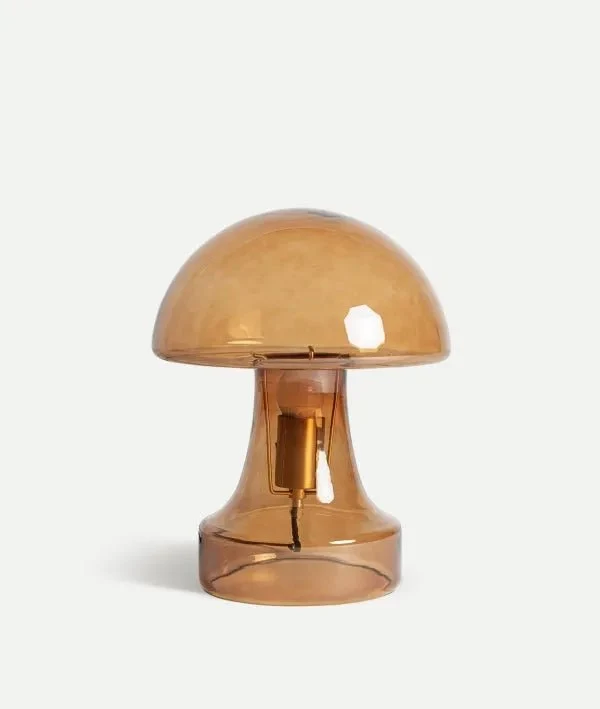 HASSELT TABLE LAMP in amber glass with mushroom shape