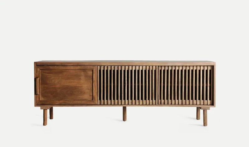TREVOUX TV cabinet in brown color, made of mango wood