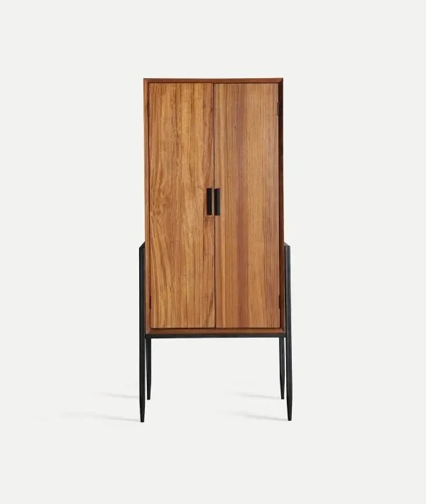 LAURIS wardrobe in brown tone with fir wood structure