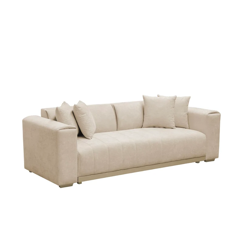 Sofá 3 Puestos Savana Chenille Dash Beige, Champaña