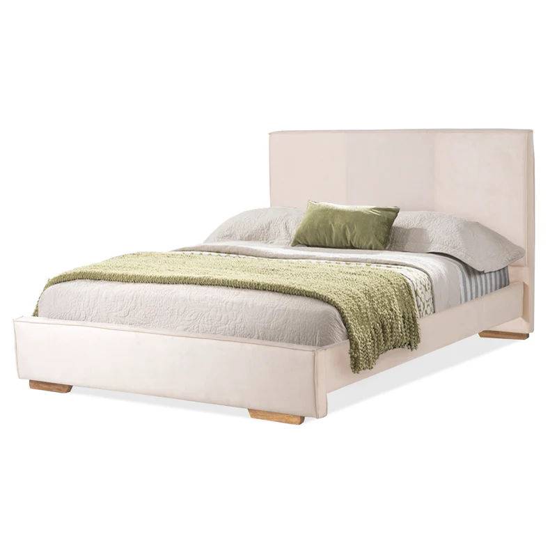 Combo Cama Doble Tokyo Beige, Natural + 2 Nocheros Donny + Colchón Horizon Soft