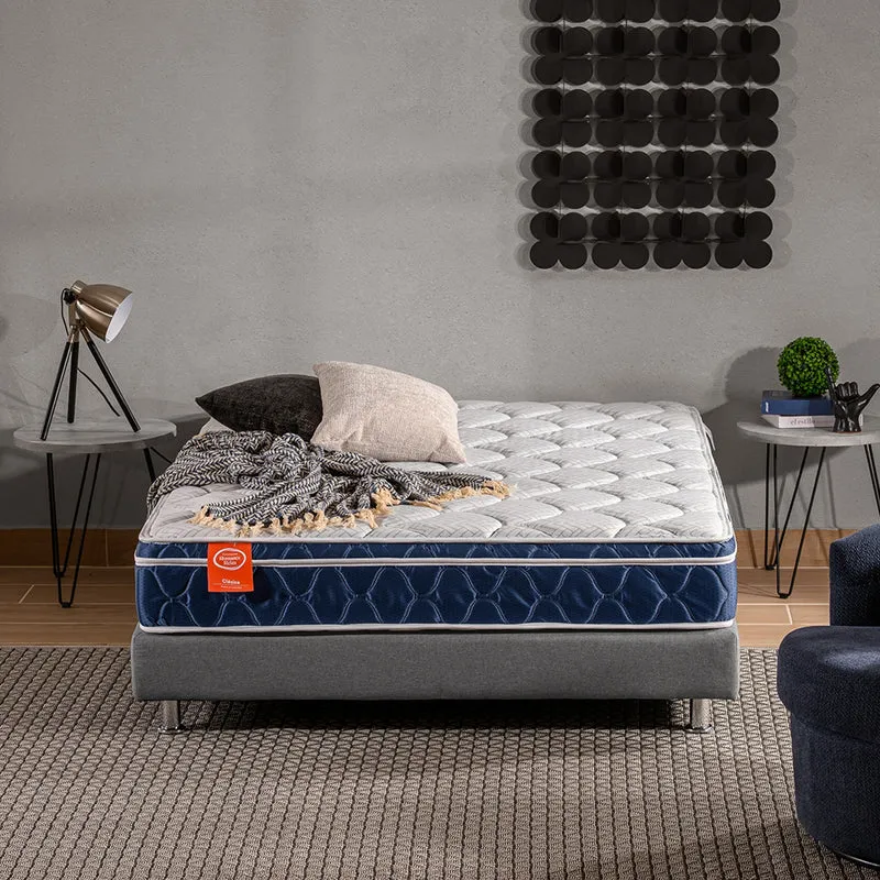 Combo Cama Doble Tokyo Beige, Natural + 2 Nocheros Donny + Colchón Horizon Soft