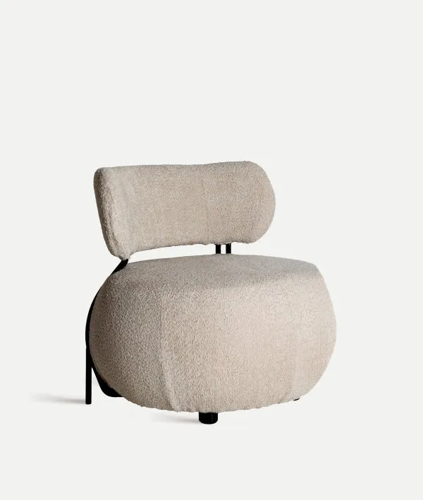 Armchair BOUCLÉ VALENCE in off-white tone bouclé polyester