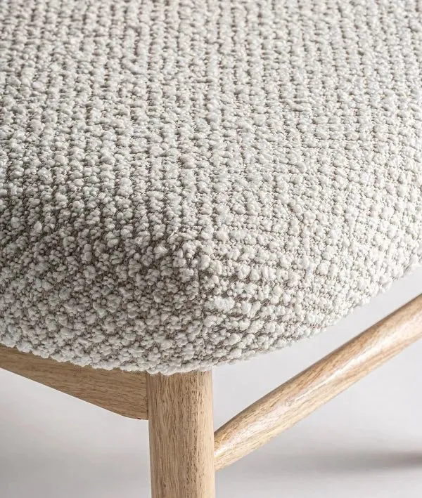 GLASSUE wooden and rattan chair with upholstered seat in white polyester