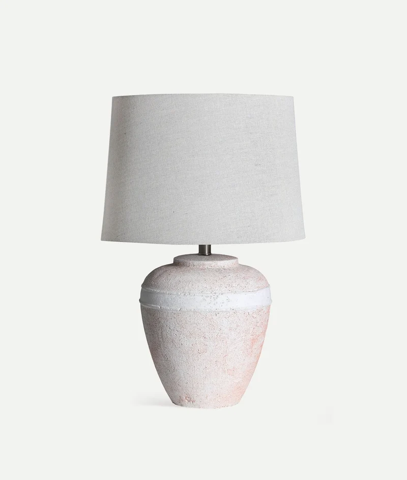 Rustic style white table lamp with texture, HELINA