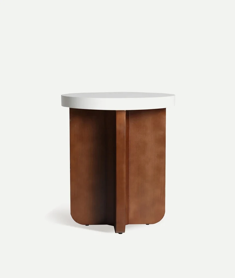 Dark wood side table red and white GRANDVAL