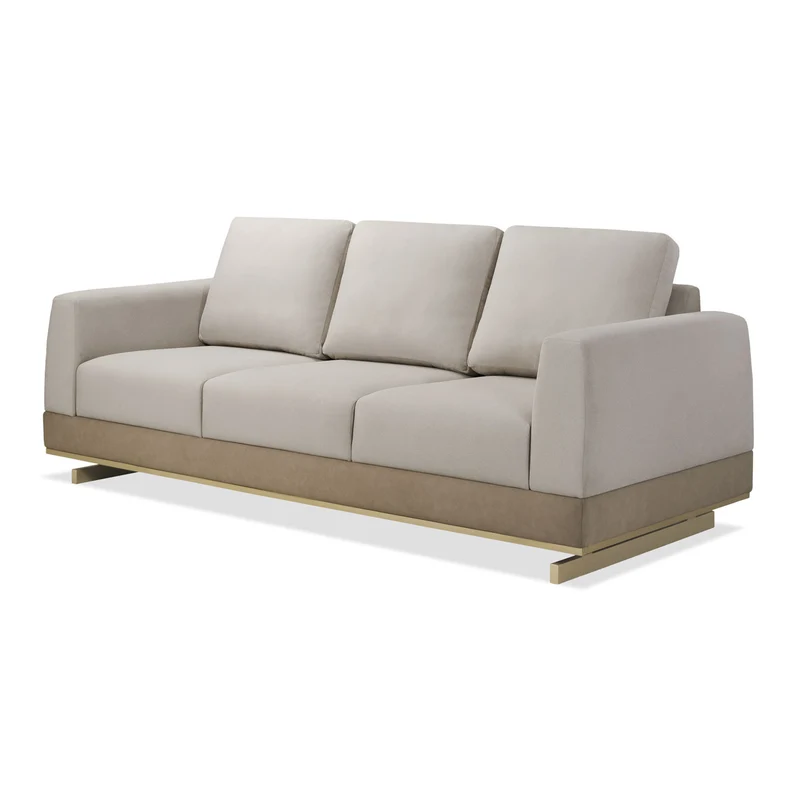 Sofá 3 Puestos Marcus Velvet Siena Avellana, Champaña