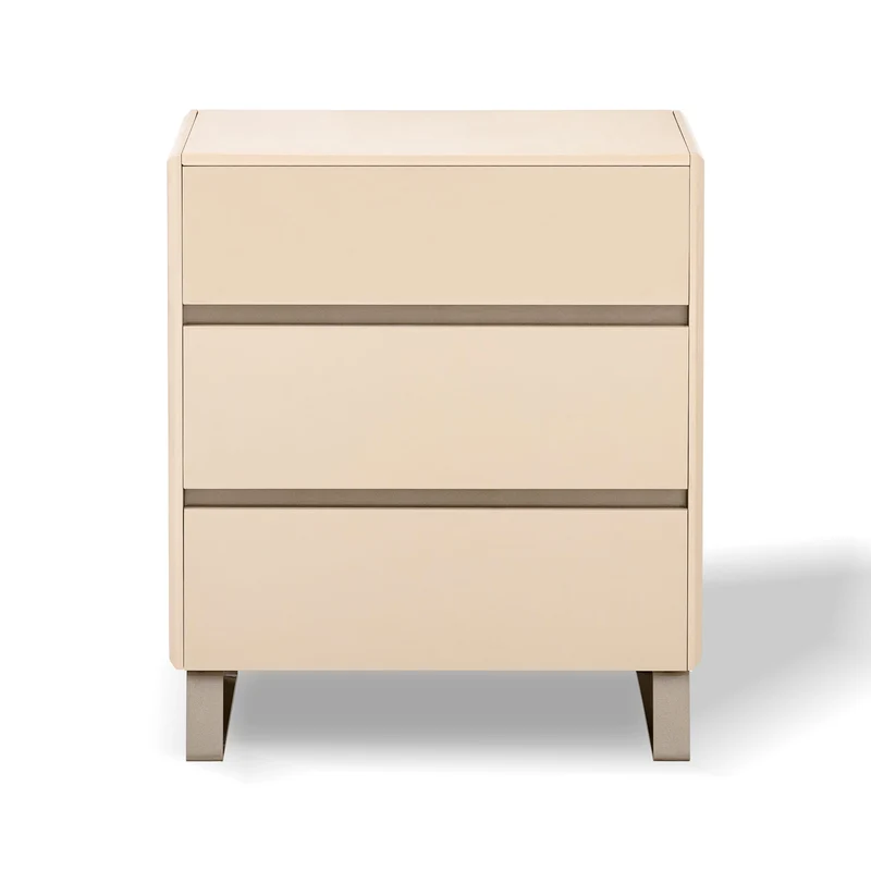 Mesa de Noche Sevilla Latte, Taupe Perla 3 Gavetas