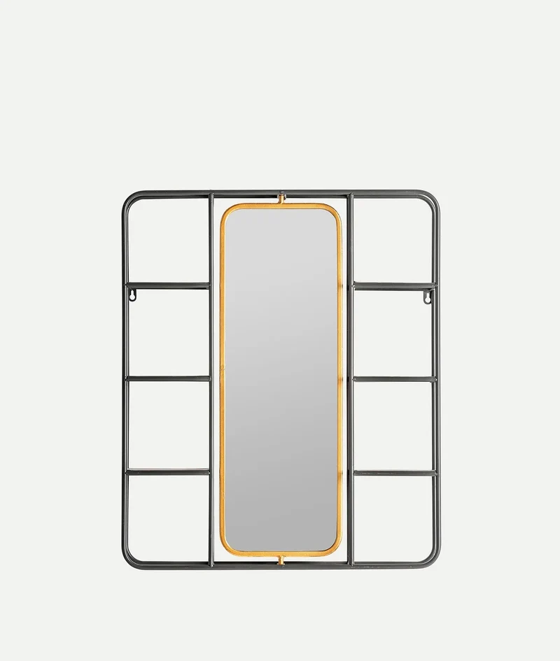 Metal mirror in aged black and gold VARESE