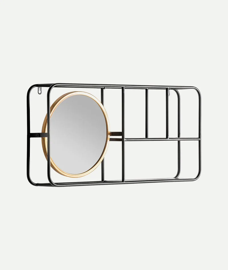 Black aged metal and gold mirror VARESE