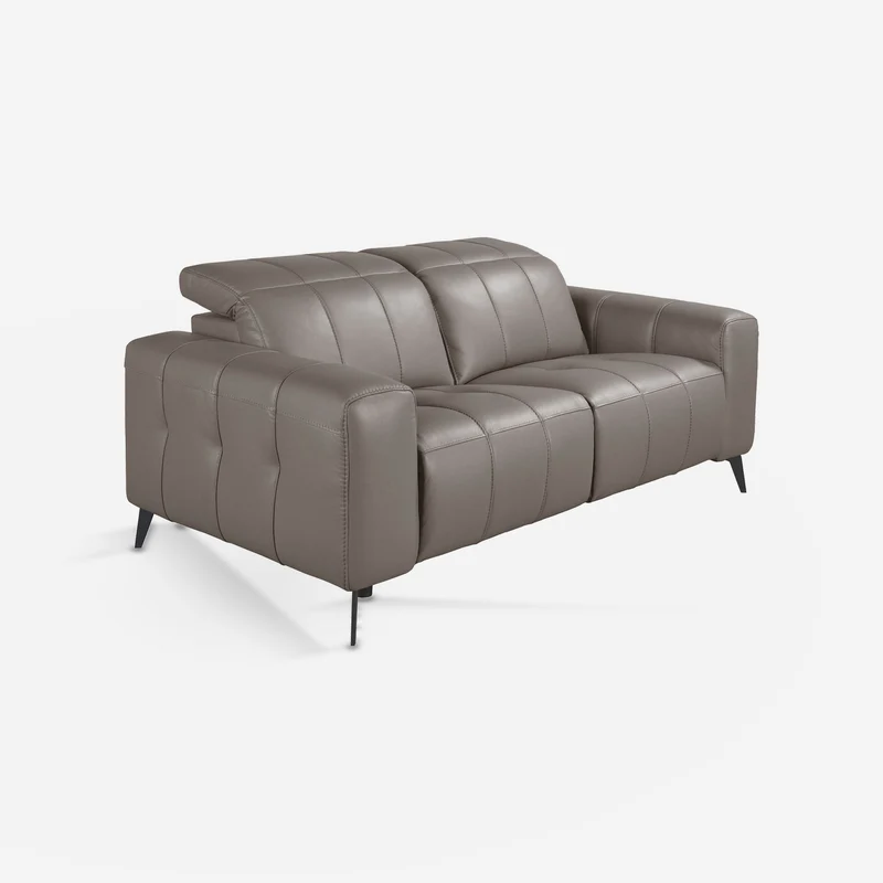 2-seater grey leather relax sofa