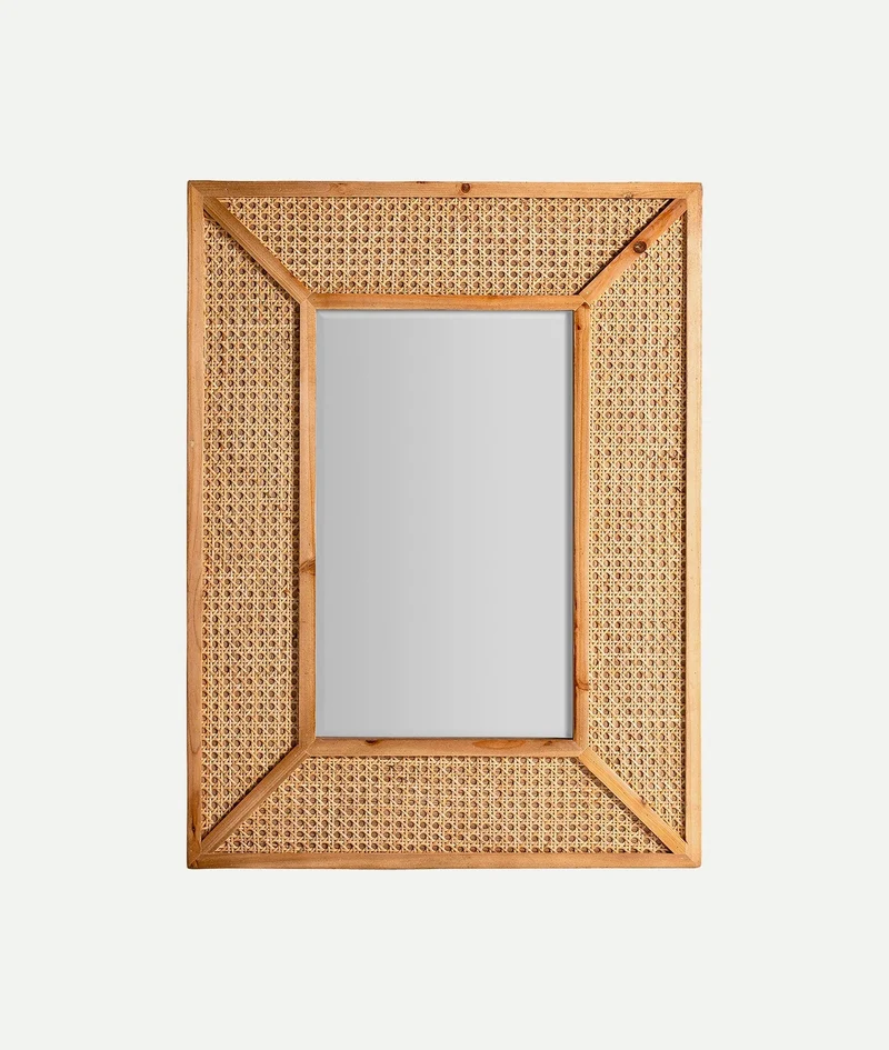 ZETEL mirror in rattan and visible wood