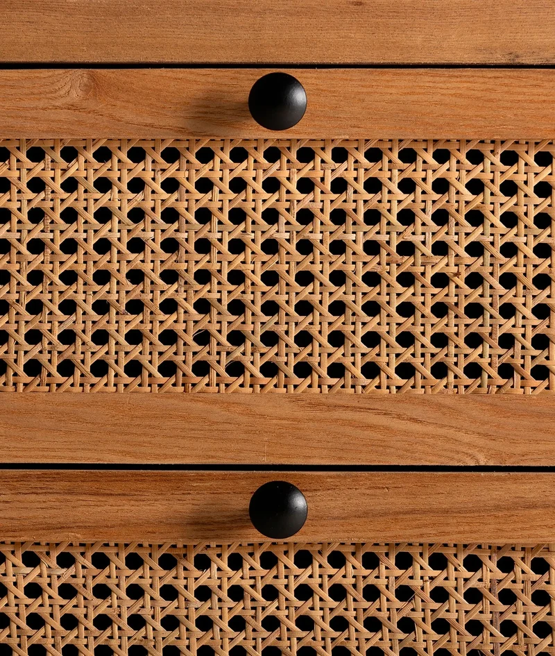 ZETEL rattan chest of drawers, wood and black