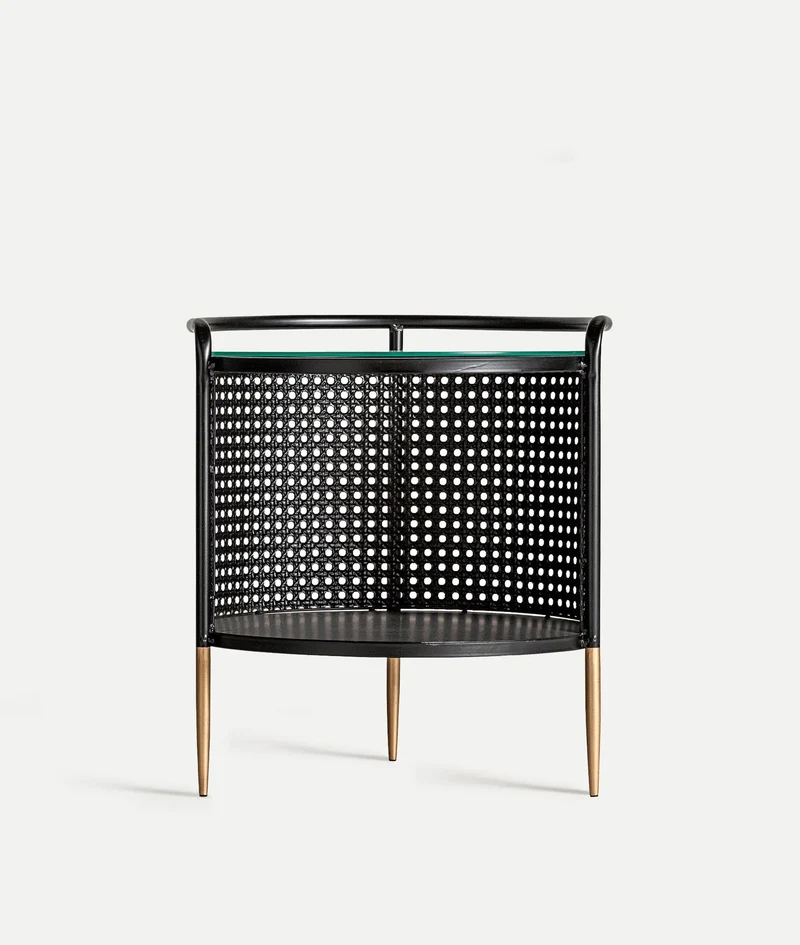 Industrial black metal side table
