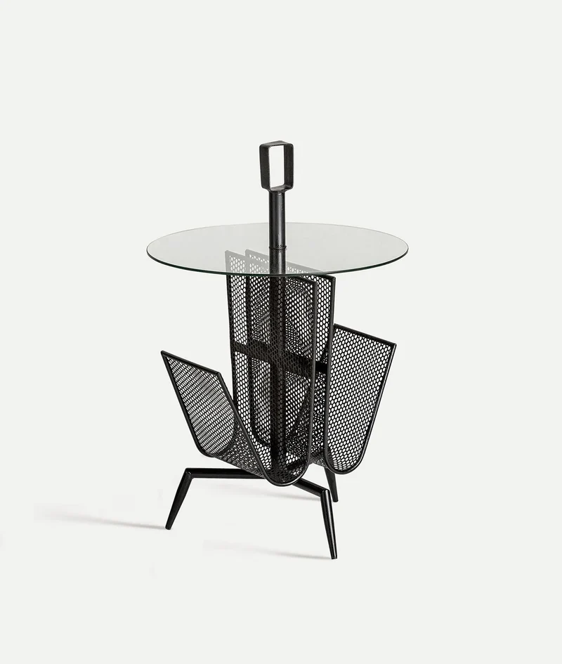 FUSSEN side table black color, metallic