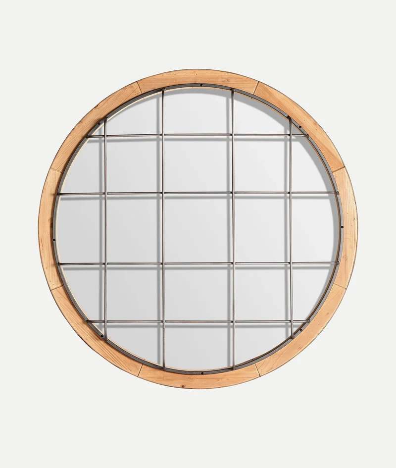 LONGFORD industrial wooden mirror with iron