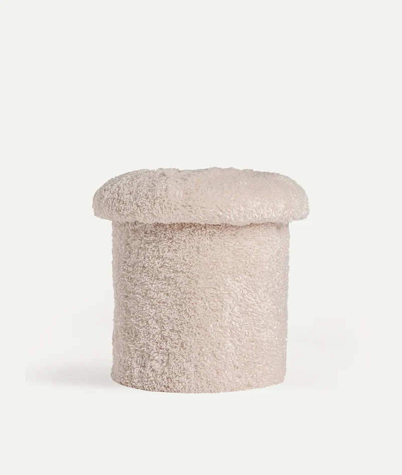 JONZAC Footrest with mushroom shape upholstered in wool