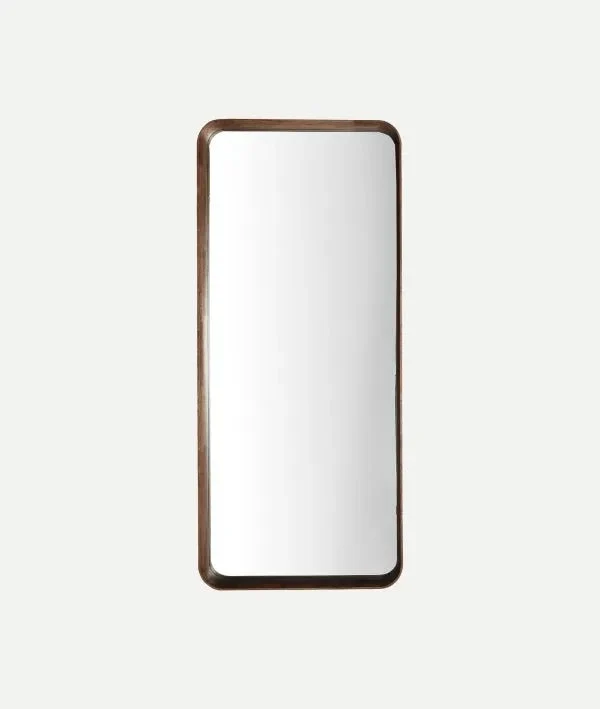 Lubeca rectangular mirror with rounded wooden end