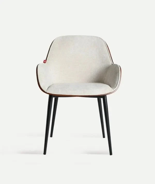 Beesd chair natural wood and grey upholstery