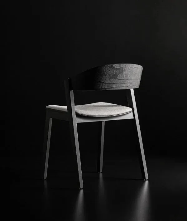 Borken chair in black wood and grey upholstery