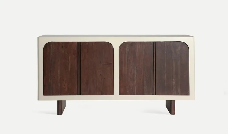 Glaris wooden sideboard with white and brown finish