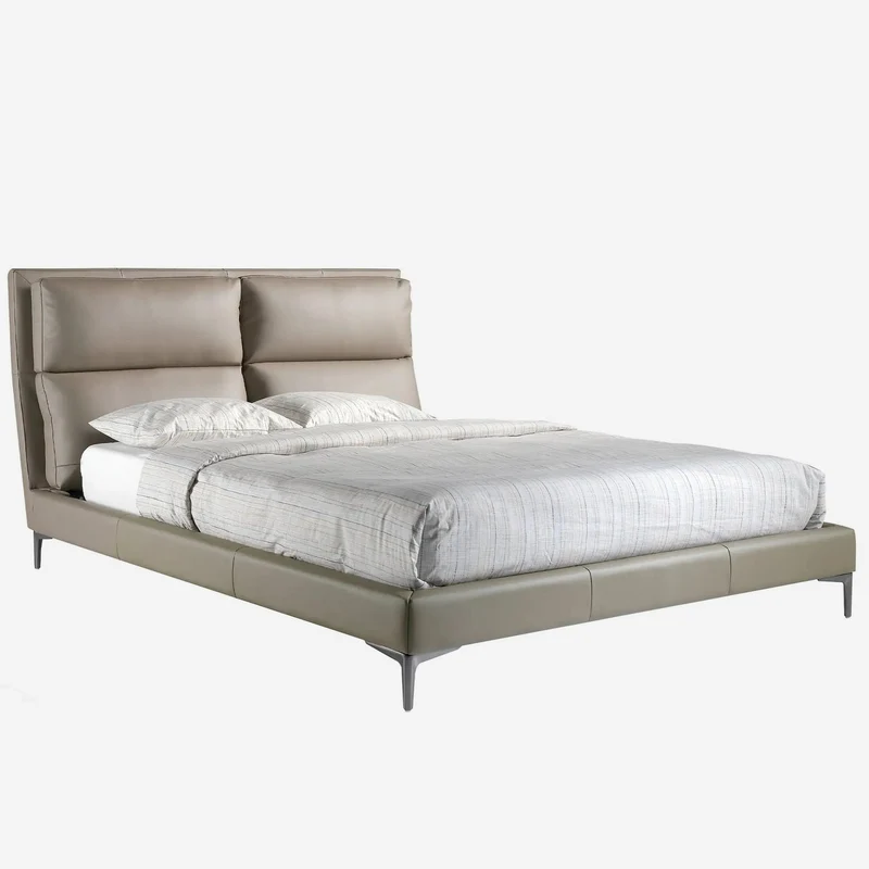 Mink-colored faux leather bed