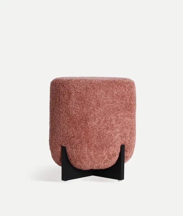Lemuy pink polyester footrest with black legs