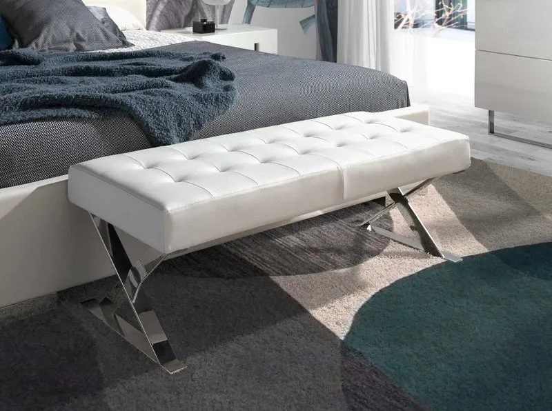 White leatherette stool