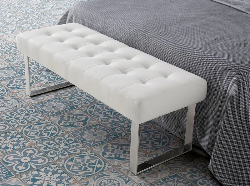 White leatherette stool
